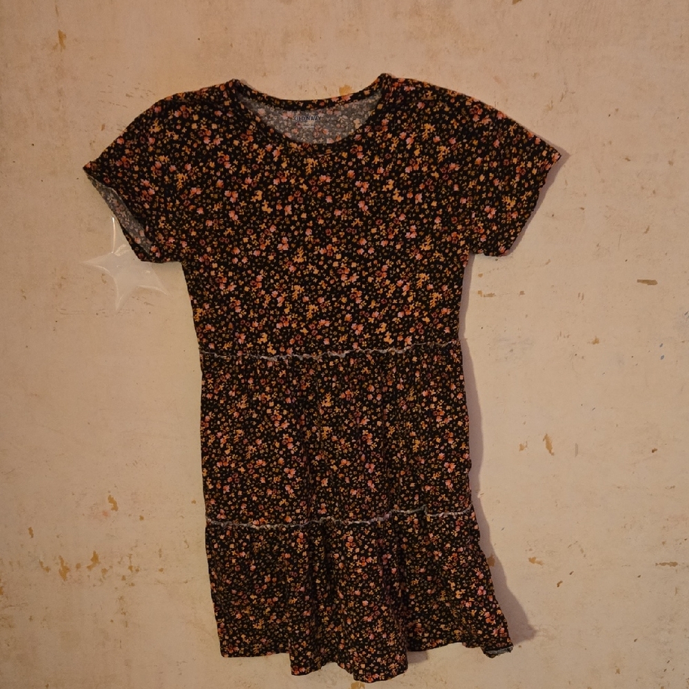 Old Navy Black Floral Kids Casual Dress